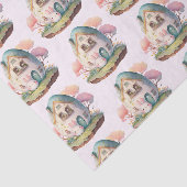 Pink Bunny & Egg Shaped House Kawaii Muster Seidenpapier (Ausschnitt)