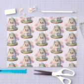 Pink Bunny & Egg Shaped House Kawaii Muster Seidenpapier (Handwerk)