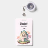 Pink Bunny & Egg Shaped House Kawaii Style Ausweis (Front with Retractable)