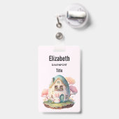 Pink Bunny & Egg Shaped House Kawaii Style Ausweis (Back with Retractable)