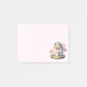Pink Bunny & Egg Shaped House Kawaii Style Post-it Klebezettel (Vorderseite)