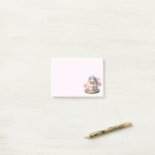 Pink Bunny & Egg Shaped House Kawaii Style Post-it Klebezettel (Auf Schreibtisch)