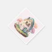 Pink Bunny & Egg Shaped House Kawaii Style Serviette (Ecke)