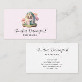 Pink Bunny & Egg Shaped House Kawaii Style Visitenkarte (Vorne/Hinten)