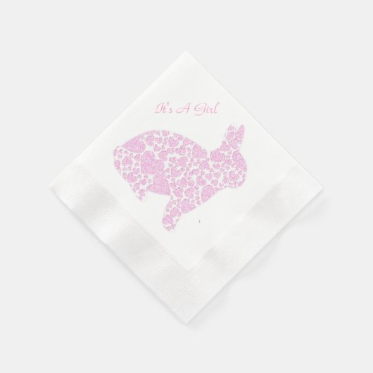 Pink Bunny Es ist ein Mädchen Serviette (Ecke)