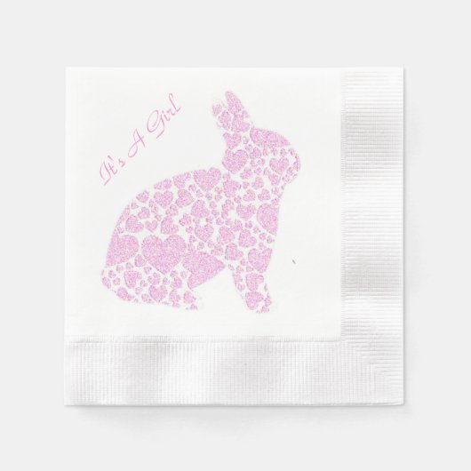 Pink Bunny Es ist ein Mädchen Serviette (Vorderseite)