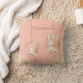 Pink Bunny Floral Baby Girl Personalisiertes Kinde Kissen (Decke)