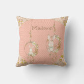 Pink Bunny Floral Baby Girl Personalisiertes Kinde Kissen (Rückseite)