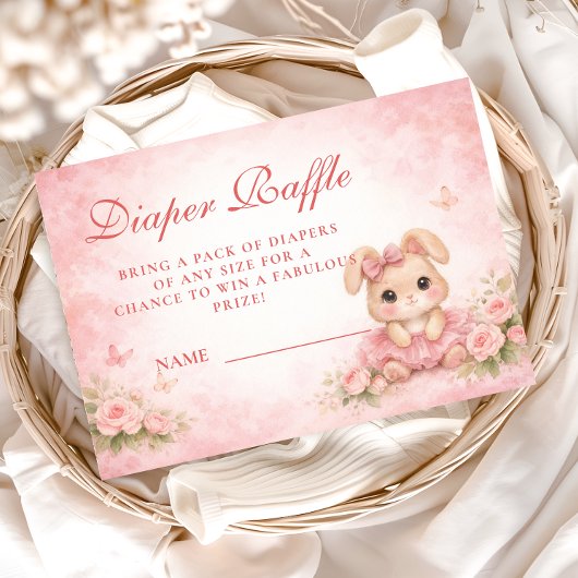 Pink Bunny Floral Diapper Raffle Begleitkarte