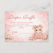 Pink Bunny Floral Diapper Raffle Begleitkarte (Vorderseite)