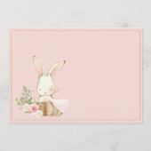 Pink Bunny Forest Wasserfarbe Niedlich Babydusche Einladung (Rückseite)