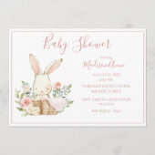 Pink Bunny Forest Wasserfarbe Niedlich Babydusche Einladung (Vorderseite)