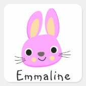 Pink Bunny ・ Frühling + Ostern Quadratischer Aufkleber (Vorderseite)