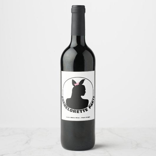 Pink Bunny Girl Junggeselinnen-Abschied Weinetikett (Vorderseite)