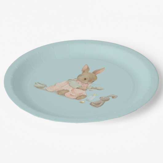 Pink Bunny Girl Pappteller (Schrägansicht)