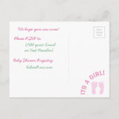 Pink Bunny Girl's Baby Shower Einladung (Rückseite)