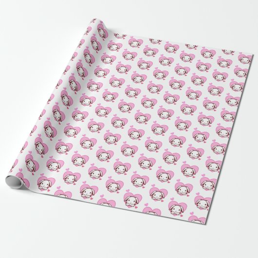 Pink Bunny Heart Pattern Valentine's Geschenk Geschenkpapier (Ungerollt)