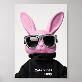 Pink Bunny in Sonnenbrille Poster