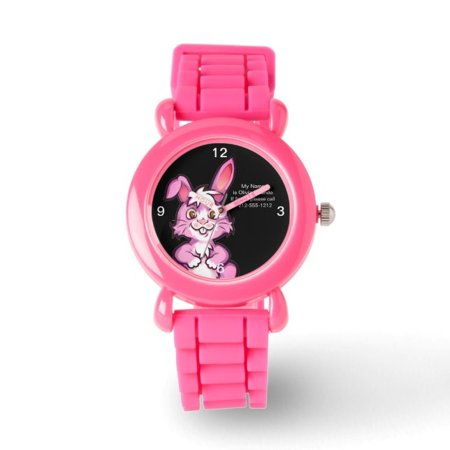 Pink Bunny Kids Lost and Found Children's Watch Armbanduhr (Vorderseite)