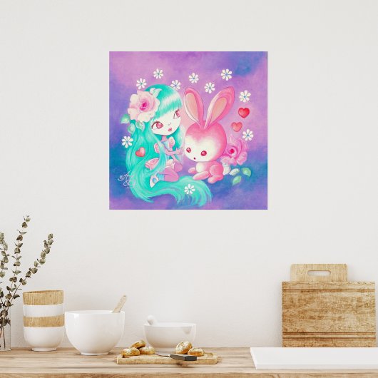 Pink Bunny Liebe Poster (Küche)