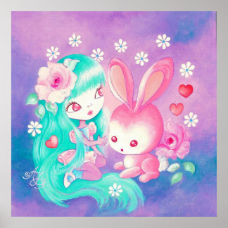 Pink Bunny Liebe Poster