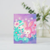 Pink Bunny Liebe Postkarte (Stehend Vorderseite)
