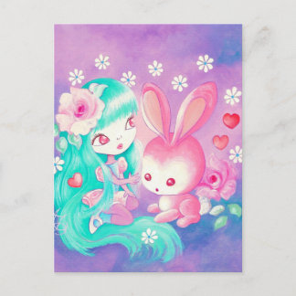 Pink Bunny Liebe Postkarte