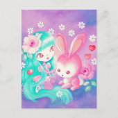 Pink Bunny Liebe Postkarte (Vorderseite)