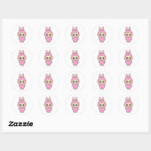 Pink Bunny Mischief Runder Aufkleber (Blatt)