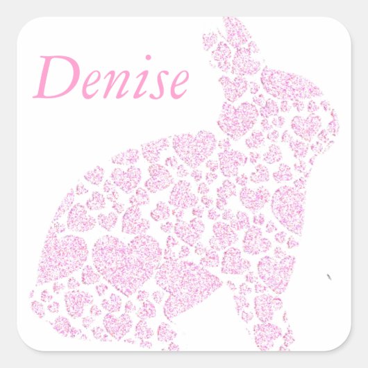 Pink Bunny Name Sticker (Vorderseite)