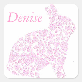 Pink Bunny Name Sticker
