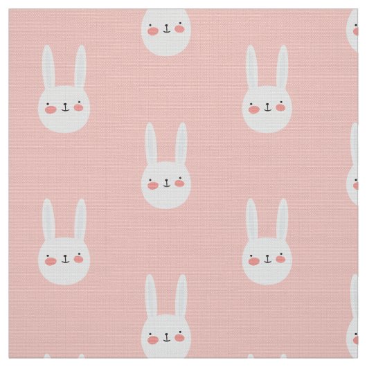 Pink Bunny Niedlich White Rabbit Muster Stoff (Muster)