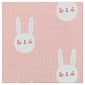 Pink Bunny Niedlich White Rabbit Muster Stoff (Nahaufnahme)