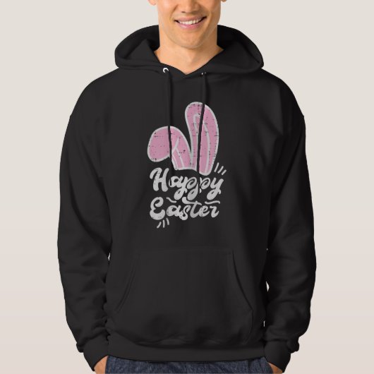 Pink Bunny Oars Happy Osterfest Niedliche Rabbit F Hoodie (Vorderseite)
