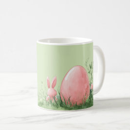 Pink Bunny & Ostereier auf der Blumenwiese Kaffeetasse