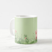 Pink Bunny & Ostereier auf der Blumenwiese Kaffeetasse (Vorderseite Links)
