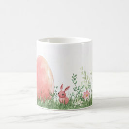 Pink Bunny & Ostereier auf der Blumenwiese - Paste Kaffeetasse