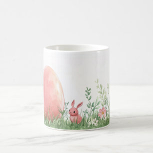 Pink Bunny & Ostereier auf der Blumenwiese - Paste Kaffeetasse