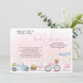 Pink Bunny Parade Drive Thru Baby SHower Einladung (Stehend Vorderseite)