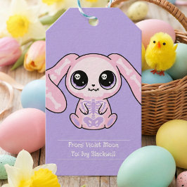 Pink Bunny Pastel Goth Lavender Easter Gift Tag Geschenkanhänger