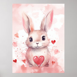 Pink Bunny Pastel Super Niedliche Herzen Braun Aug Poster