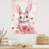 Pink Bunny Pastel Super Niedliche Herzen Braun Aug Poster (Küche)
