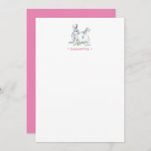 Pink Bunny Personalisiert Stationery Mitteilungskarte (Vorne/Hinten)