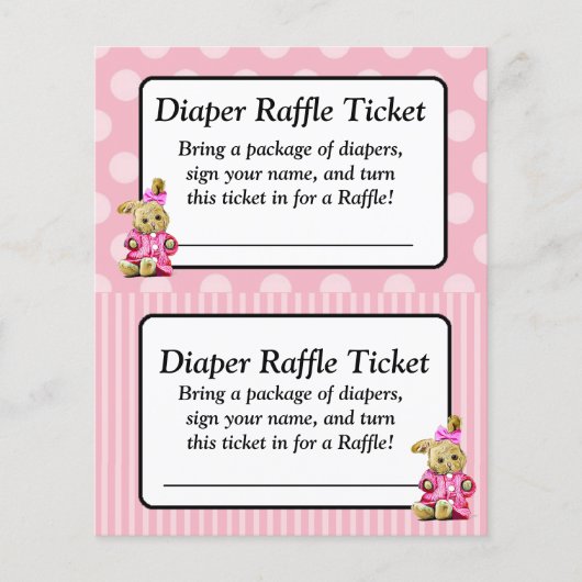 Pink Bunny Pink Baby Duschkabine Raffle Ticket Flyer (Vorne)