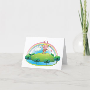 Pink Bunny Playing Gitarre Dankeskarte