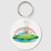 Pink Bunny Playing Gitarre Schlüsselanhänger (Rückseite)