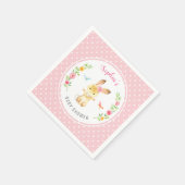 Pink Bunny Polka Dot Girl Babydusche Sprinkle Serviette (Ecke)