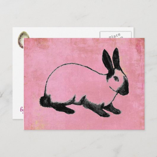 Pink Bunny Postcard Postkarte (Vorne/Hinten)