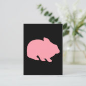 Pink Bunny Rabbit auf schwarz Postkarte (Stehend Vorderseite)