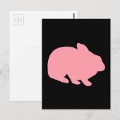 Pink Bunny Rabbit auf schwarz Postkarte (Vorne/Hinten)